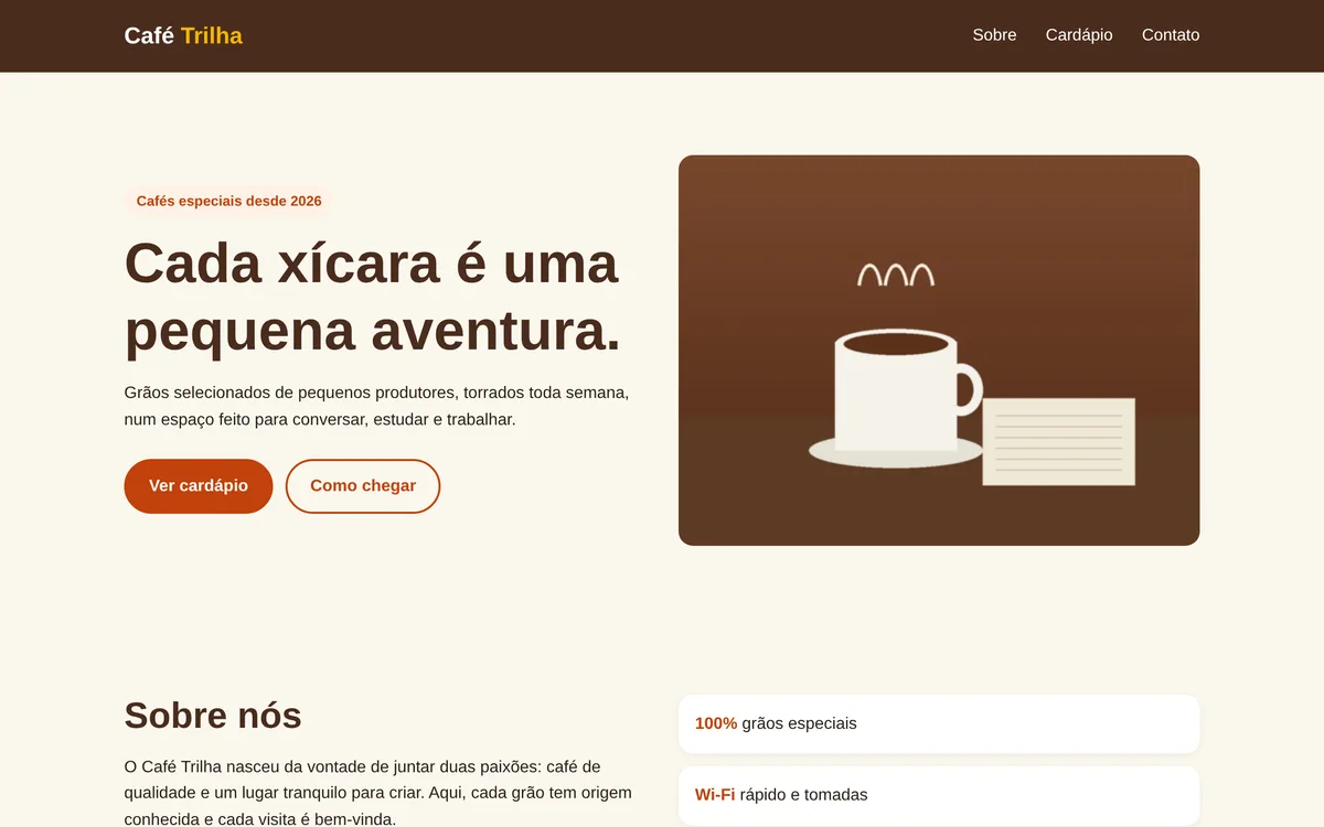 Site Café Trilha