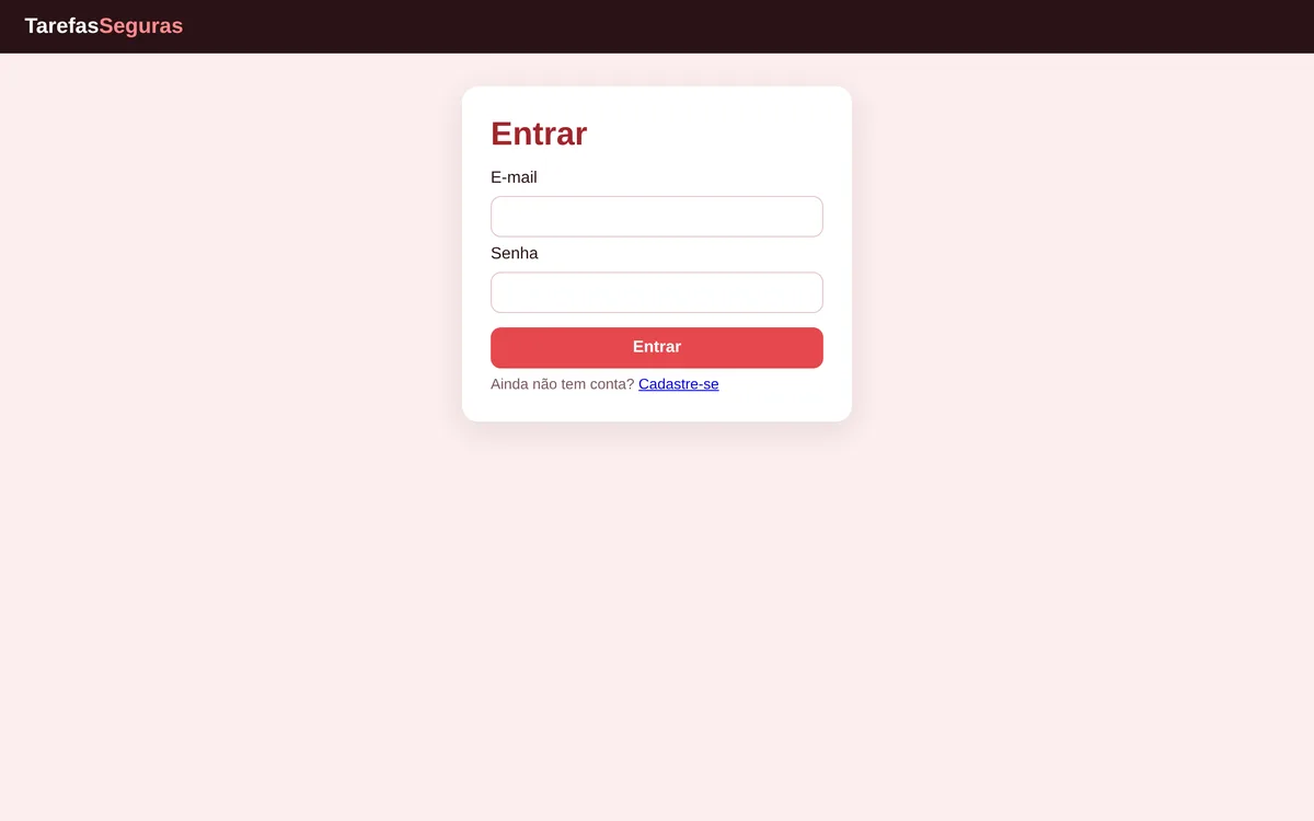Tela de login do projeto de autenticação